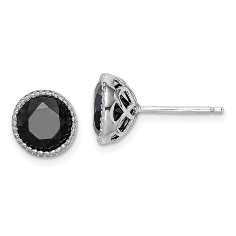 Sterling Silver Black Sapphire Post Earring