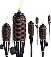 Bamboo Tiki Torches  59 Tall  6 Pack  Sienna