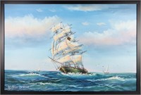 MONTAGUE DAWSON ORIGINAL OIL SHIP PAINTING AFTER