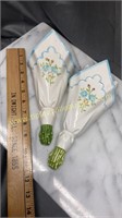 Pair of bouquet wall pockets