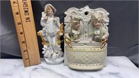 2 French style figurine wall pockets