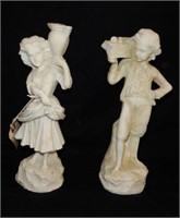 Pair of sculpted figurines 10”