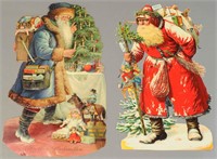 TWO EXCEPTIONALLY LARGE SANTA DIE-CUTS