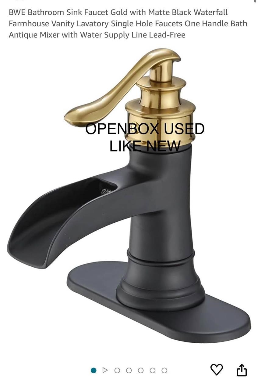 BWE Bathroom Sink Faucet Gold with Matte Black