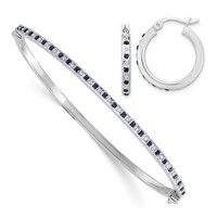 Sterling Silver Diamond and Sapphire Set