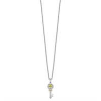 Sterling Silver 14 Kt Peridot/Diamond Key Necklace