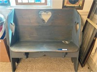 VINTAGE COUNTRY STYLE BLUE PAINTED BENCH