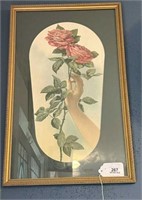 FRAMED & MATTED VINTAGE PRINT OF WOMANS HAND &