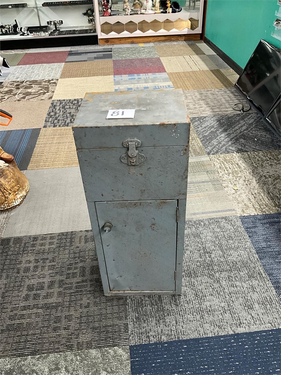 Antique Metal End Cabinet Small