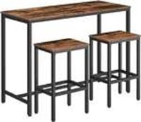 Breakfast Table Set Metal Sturdy Rustic Brown