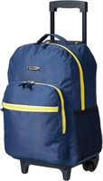 $80 Rockland 17in Dbl Handle Rolling Backpack Navy