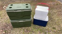 3 Coleman Coolers And A Styrofoam Cooler