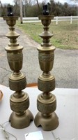 2- 44in Brass Lamps, With Shades