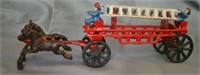 Cast Iron Fire Ladder Wagon and horse