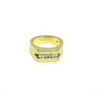 18K Men's Ring with 3 Good-Sized Diamonds.