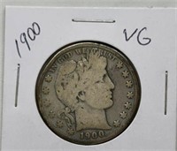 OF) 1900 Barber half dollar, Condition VG