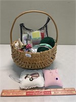 PRETTY BASKET WITH SEWING CONTENTS