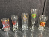 Variety of beer glasses, tote