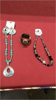 LEATHER BRACELET, WESTERN CHARM NECKLACE AND