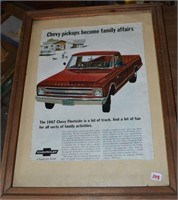 Framed Chevy advertising