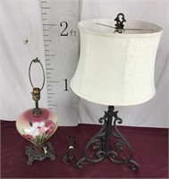 Vintage Hand Painted Lamp, Cast Iron Lamp