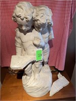 Marble Statue of Music Reading Kids (Broken Arm)