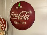 Vintage Coca-Cola button sign 36 inch diameter
