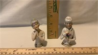 2 Vintage Porcelain Half Doll Pin Cushions (one