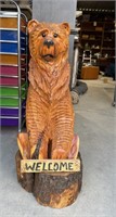 Hand CA\arved Wooden WELCOME Bear 30" Tall