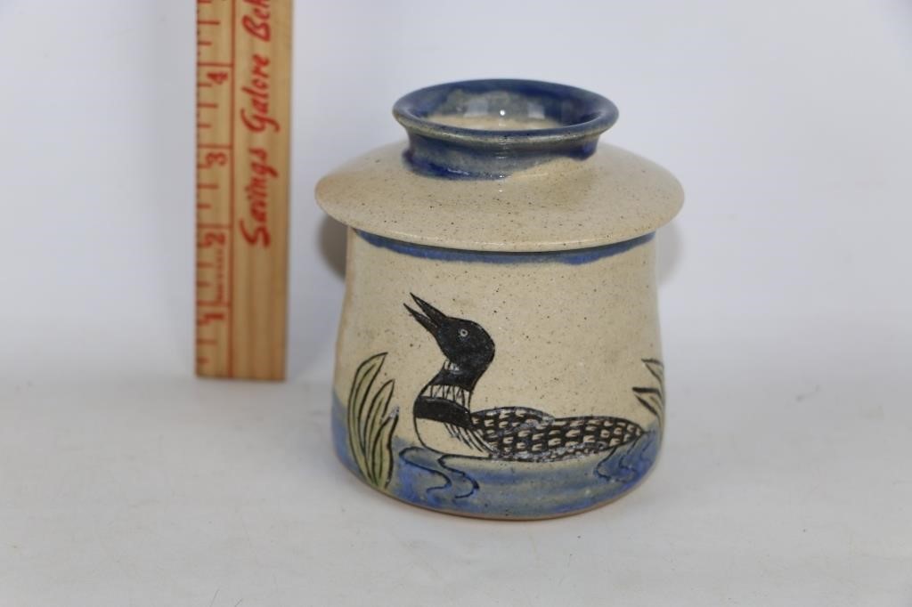 Pottery Butter Bell with Loon