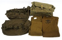 WWII US ARMY MEDICAL DEPT. BLANKET SET & BAGS LOT