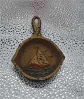 mini cast iron pan with sailboat