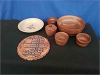 Box Wood Bowl and Cups, Word Plaque