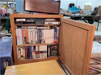 Oak Cabinet Loaded w/ VHS & DVD Movies