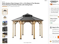 FM133 13'x13' Black 2-Tier Backyard Hardtop Gazebo