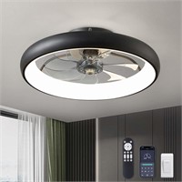 LUDOMIDE Flush Ceiling Fan w/ Lights & Remote
