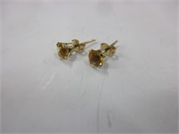 14k gold citrine stud earrings