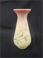 Fenton Dogwood Burmese Glass Vase Signed S. Walsh