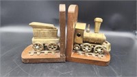 Vintage Brass Locomotive And Caboose Bookends