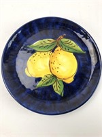 Italian display dish.  Navy with lemons.