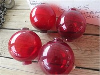 Lot of 4 Red Glass Lightening Rod Balls