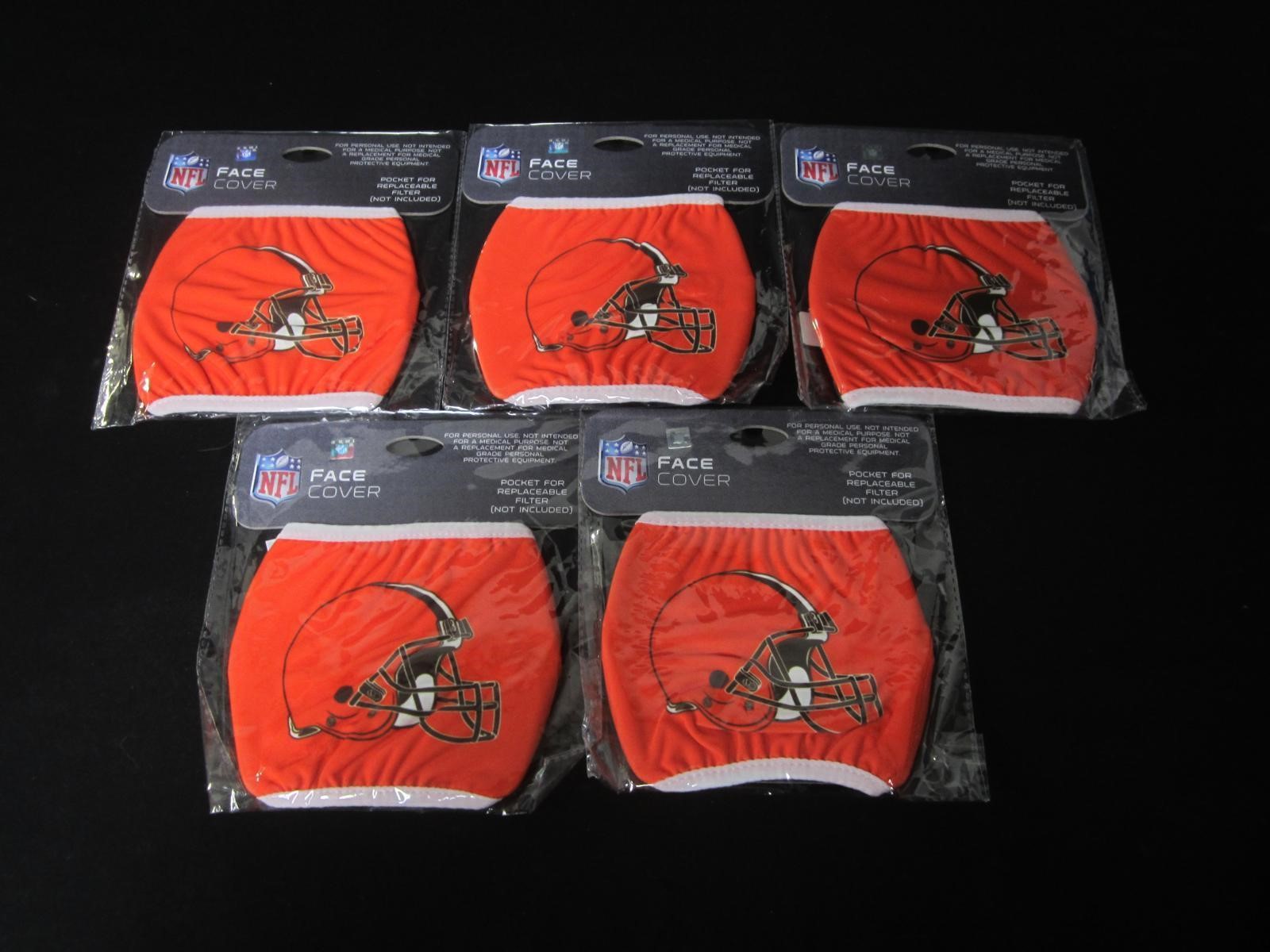 LOT OF 5 CLEVELAND BROWNS FACE COVERS