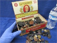 antique bottons in fendrich cigar box (evansville)