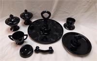 Black Glass Table Ware, Drawer Pull***