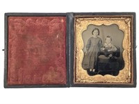 Tintype Portrait of 2 Children w/ Leather Case