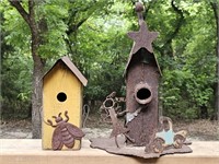 (2) Iron & Wood Birdhouses