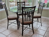 Metal & Glass Breakfast Table + 4- Chairs