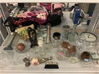 Vintage glassware and collectible decor.