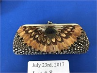 LADIES PEACOCK FEATHER CLUTCH