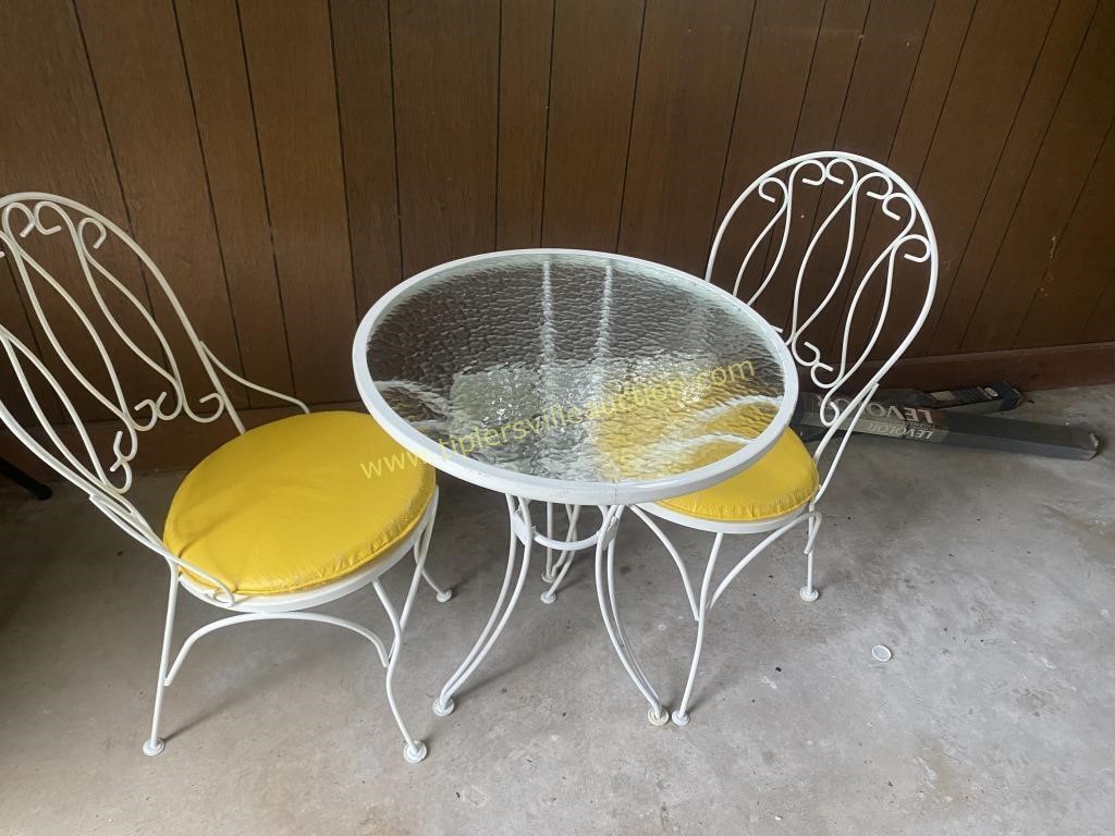 Cool retro iron breakfast set table and two